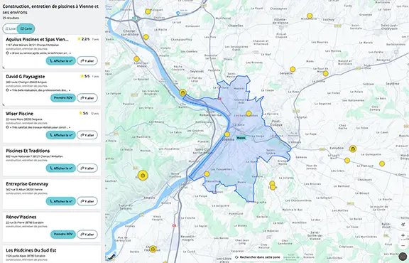 Carte des piscinistes proche de Vienne